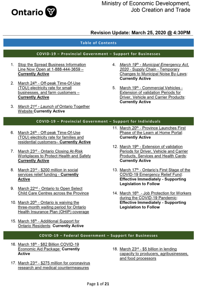 COVID-19 â€“ Provincial Government â€“ Support for Businesses | Davis Martindale