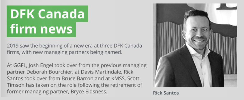 Rick Santos, Managing Partner, Davis Martindale | DFK Newsletter Announcement