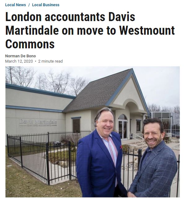 London Free Press March 2020 | Davis Martindale Announces Office Move