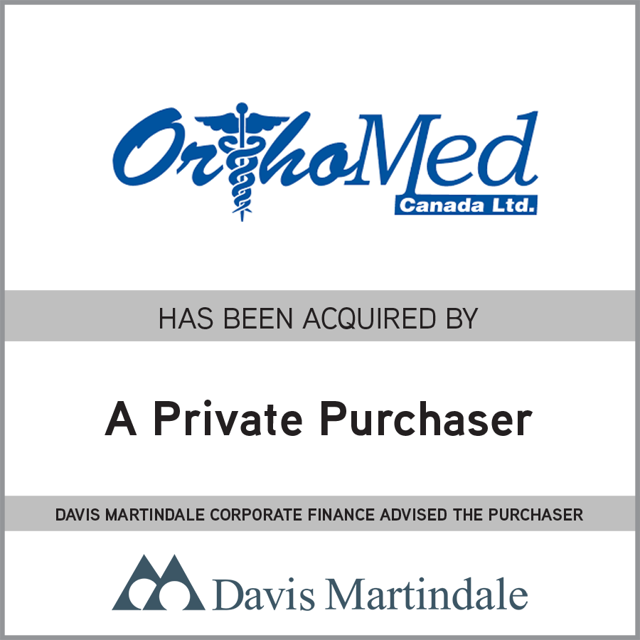 Davis Martindale Transaction Advisory | Transaction Announcement | OrthoMed Canada Ltd.